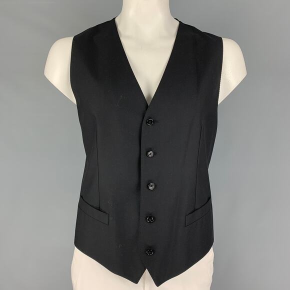 DOLCE & GABBANA Size XL Black Viscose Blend Buttoned Vest - Picture 1 of 5